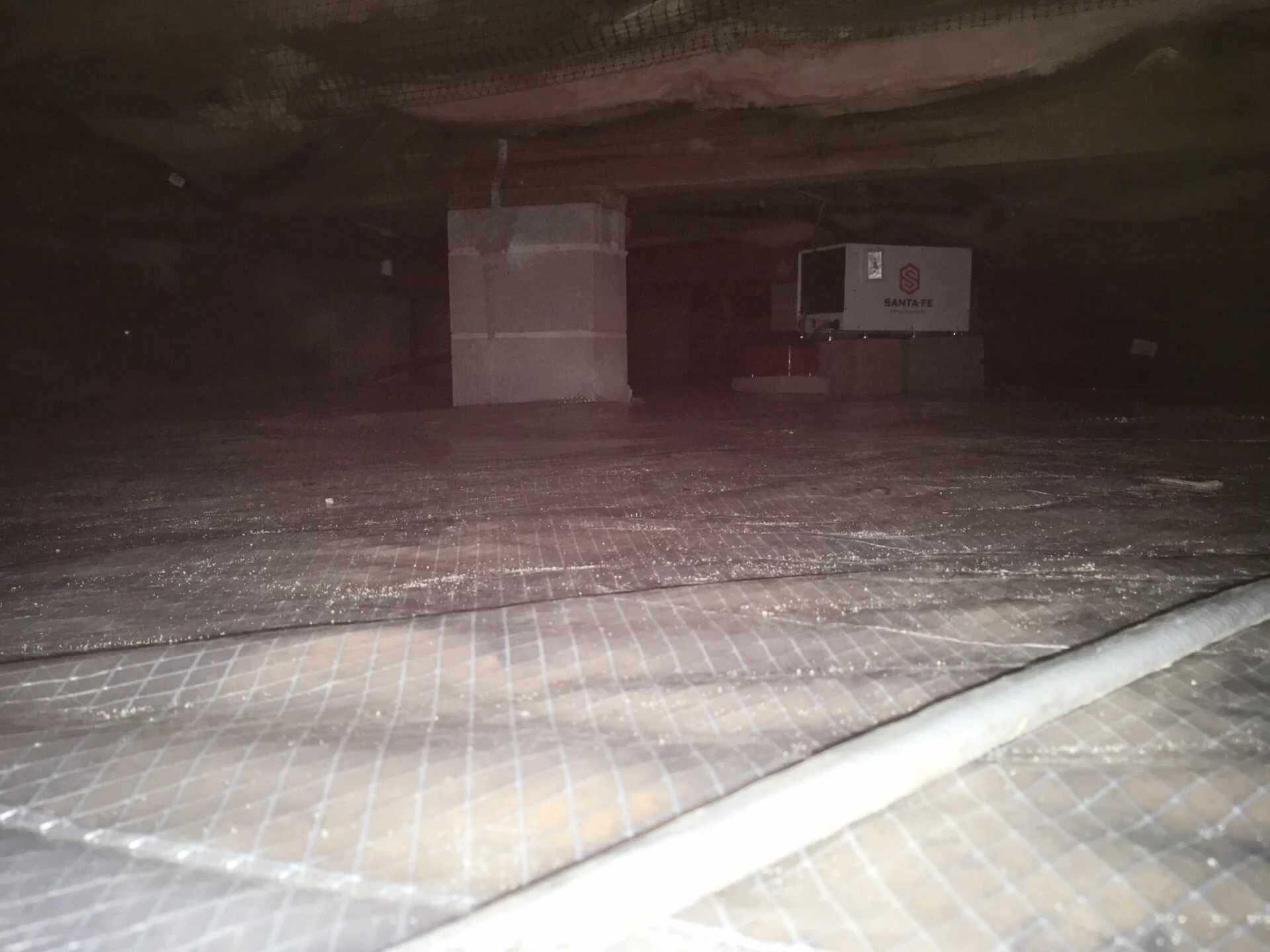 crawl-space-with-encapsulation Crawl space with encapsulation and a mounted dehumidifier system in Pensacola, FL<br />
