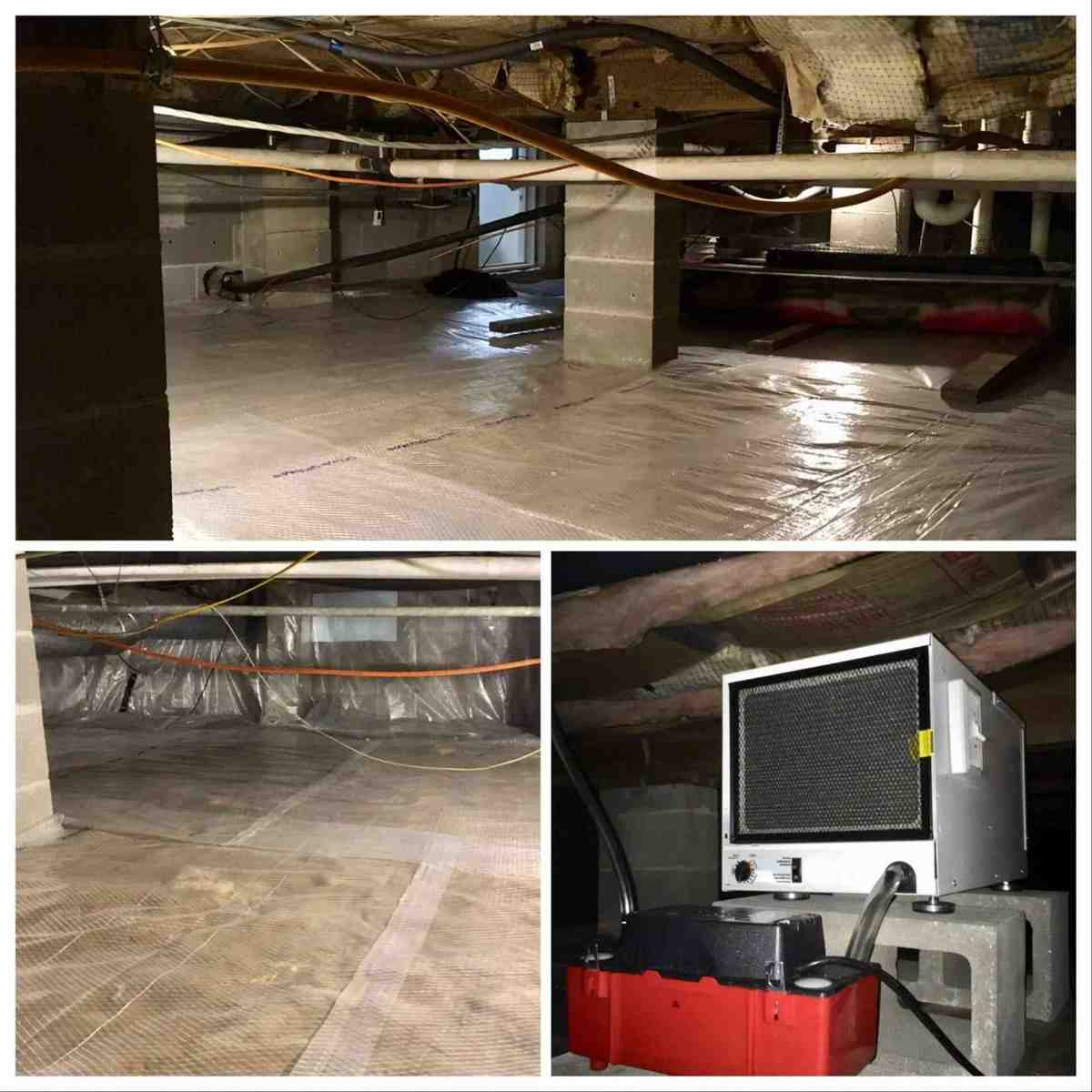 sealed-crawl-space Sealed crawl space with white liner on floor and walls in Pensacola, FL<br />