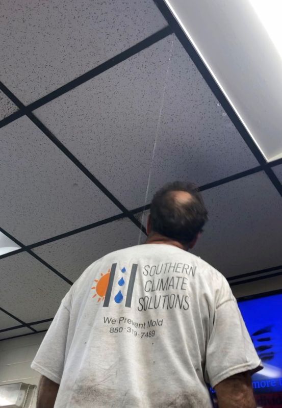 water pouring from ceiling due to duct condensation